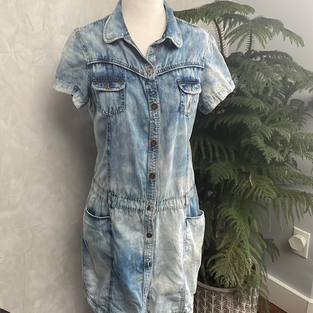 Vintage Beverly Hills Polo Club Tie Dye Collared button up Dress. Size M